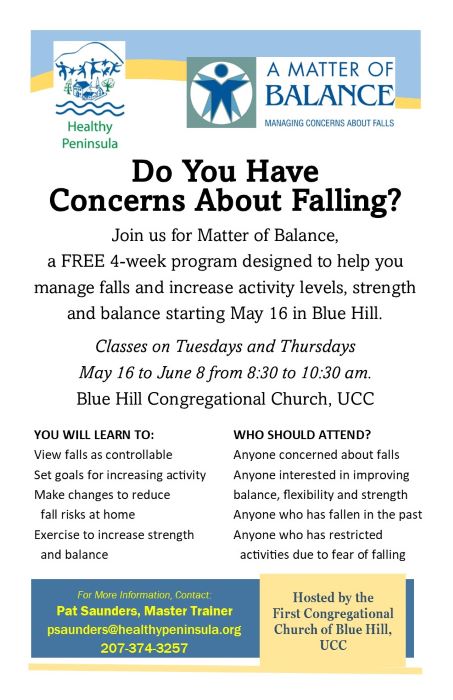 Matter of Balance Classes - Tuesday and Thursday mornings