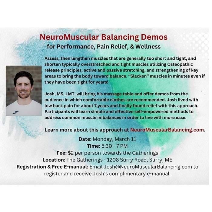 NeuroMuscular Balancing Demos for Performance, Pain Relief, & Wellness